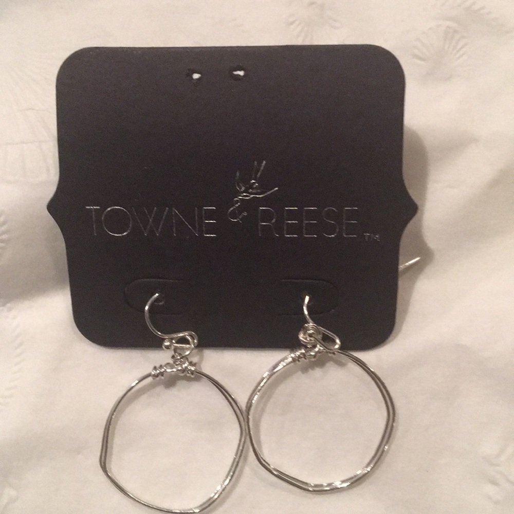 Silver circle earrings.